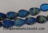 CDT915 15.5 inches 9*13mm flat teardrop dyed aqua terra jasper beads