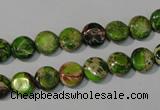 CDT935 15.5 inches 8mm flat round dyed aqua terra jasper beads