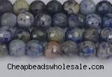 CDU308 15.5 inches 4mm faceted round blue dumortierite beads