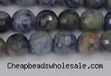 CDU310 15.5 inches 8mm faceted round blue dumortierite beads