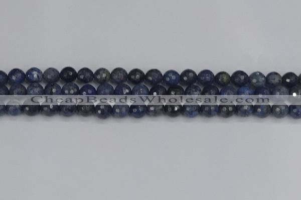 CDU317 15.5 inches 8mm faceted round blue dumortierite beads