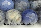 CDU388 15 inches 12mm faceted round dumortierite beads