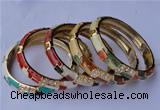 CEB08 5pcs 10mm width gold plated alloy with rhinestone & enamel bangles