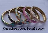 CEB09 5pcs 11.5mm width gold plated alloy with enamel bangles wholesale