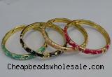 CEB106 7mm width gold plated alloy with enamel bangles wholesale