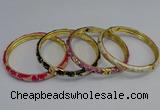 CEB107 7mm width gold plated alloy with enamel bangles wholesale