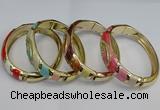 CEB123 16mm width gold plated alloy with enamel bangles wholesale