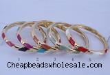 CEB28 5pcs 7mm width gold plated alloy with enamel bangles