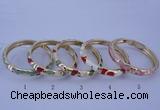 CEB30 5pcs 8mm width gold plated alloy with enamel bangles