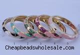 CEB32 5pcs 10mm width gold plated alloy with enamel bangles