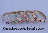 CEB34 5pcs 12mm width gold plated alloy with enamel rhinestone & bangles