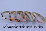 CEB35 5pcs 12mm width gold plated alloy with enamel bangles