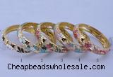 CEB39 5pcs 14mm width gold plated alloy with enamel bangles