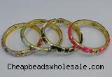 CEB51 7mm width gold plated alloy with enamel bangles wholesale