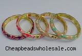 CEB52 7mm width gold plated alloy with enamel bangles wholesale