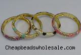 CEB55 7mm width gold plated alloy with enamel bangles wholesale