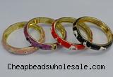 CEB63 9mm width gold plated alloy with enamel bangles wholesale