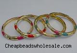 CEB73 6mm width gold plated alloy with enamel bangles wholesale