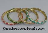 CEB74 6mm width gold plated alloy with enamel bangles wholesale