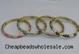 CEB96 6mm width gold plated alloy with enamel bangles wholesale