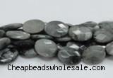 CEE50 15.5 inches 8*10mm faceted oval eagle eye jasper beads