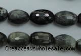 CEE71 15.5 inches 8*12mm faceted rice eagle eye jasper beads