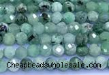 CEM77 15 inches 2mm faceted round emerald beads