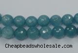 CEQ14 15.5 inches 8mm faceted round blue sponge quartz beads