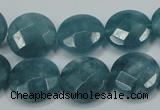 CEQ184 15.5 inches 16mm faceted coin blue sponge quartz beads