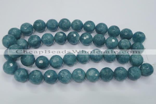 CEQ19 15.5 inches 18mm faceted round blue sponge quartz beads