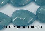 CEQ207 15.5 inches 22*30mm faceted flat teardrop blue sponge quartz beads