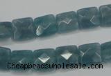 CEQ221 15.5 inches 10*10mm faceted square blue sponge quartz beads