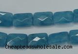 CEQ231 15.5 inches 10*14mm faceted rectangle blue sponge quartz beads