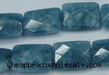 CEQ234 15.5 inches 15*20mm faceted rectangle blue sponge quartz beads