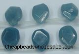 CEQ255 15.5 inches 13*16mm faceted flat teardrop blue sponge quartz beads