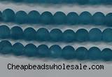 CEQ265 15.5 inches 4mm round matte blue sponge quartz beads