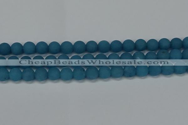 CEQ269 15.5 inches 12mm round matte blue sponge quartz beads