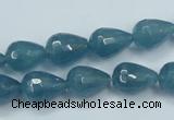 CEQ51 15.5 inches 10*14mm faceted teardrop blue sponge quartz beads