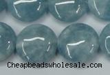 CEQ97 15.5 inches 20mm flat round blue sponge quartz beads