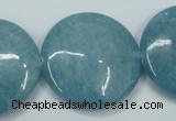 CEQ99 15.5 inches 30mm flat round blue sponge quartz beads