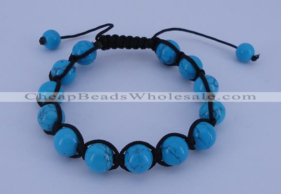 CFB511 10mm round turquoise beads adjustable bracelet wholesale