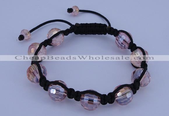 CFB522 12mm faceted round crystal beads adjustable bracelet wholesale