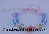 CFB530 12mm faceted round crystal beads adjustable bracelet wholesale