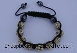 CFB555 10mm round rhinestone with hematite beads adjustable bracelet