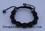 CFB556 10mm round rhinestone with hematite beads adjustable bracelet