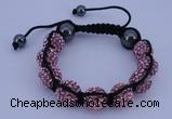 CFB575 12mm round rhinestone with hematite beads adjustable bracelet