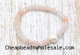 CFB709 faceted rondelle pink aventurine & potato white freshwater pearl stretchy bracelet