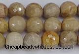 CFC230 15.5 inches 8mm faceted round fossil coral beads