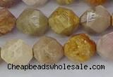 CFC239 15.5 inches 12mm faceted nuggets fossil coral beads