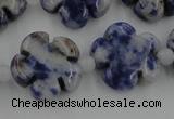 CFG1024 15.5 inches 16mm carved flower sodalite gemstone beads